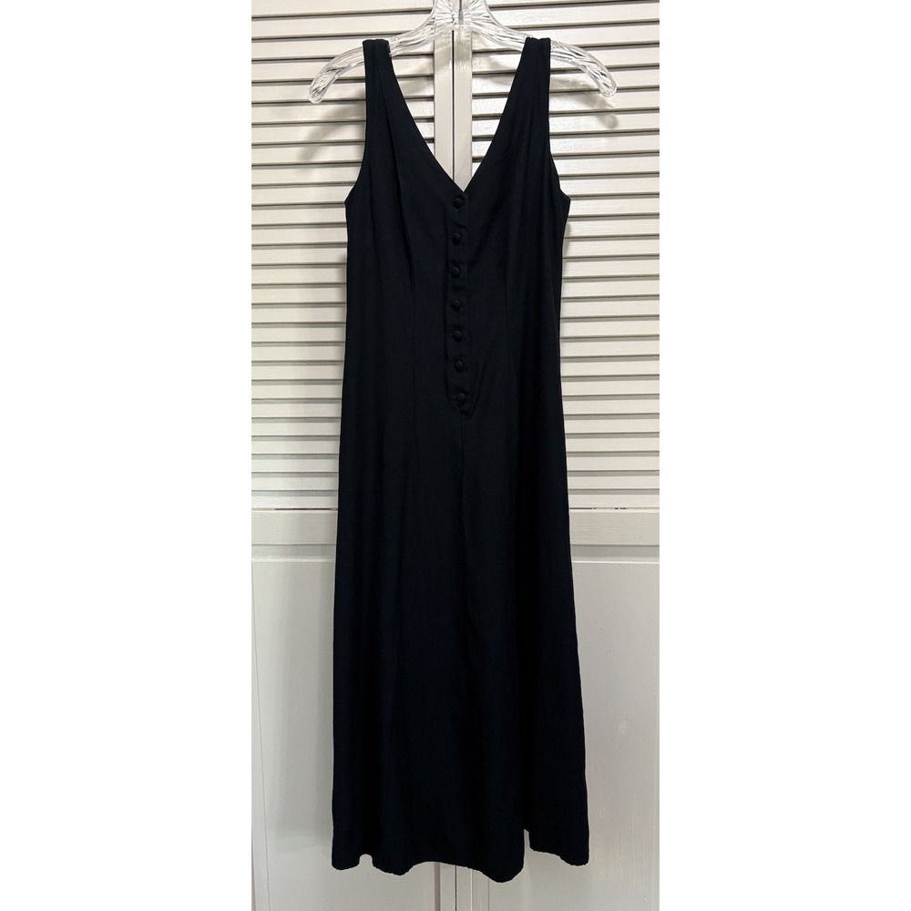 Black Midi Dress Sleeveless Button Down Size 6 Stylish Business Casual
